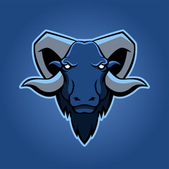 Modern professional logo for sport team. Ram mascot. Rams, vector symbol on a dark background.