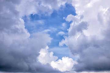 Blue sky with clouds background. Natural sky composition.