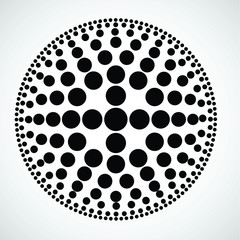 Halftone dots in circle form. round logo . vector dotted frame . design element