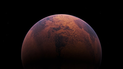 Mars planet surface, 3d rendering science illustration