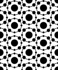 Seamless geometric pattern. Texture from black circles on white background. Design wallpaper, textile