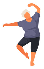 Senior character keeping fit, physical exercises and active lifestyle