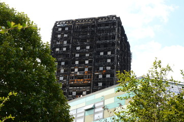 Grenfell Tower, residential tower block, North Kensington, London, England, severe fire,  June...