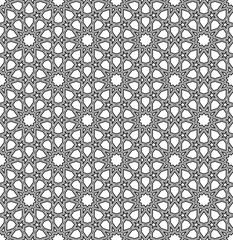Seamless arabic geometric ornament in black and white.