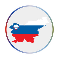 Slovenia icon. Shape of the country with Slovenia flag. Round sign with flag colors gradient ring. Elegant vector illustration.