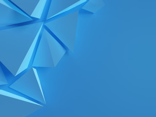 Blue background. Abstract triangle texture. 3D rendering