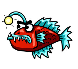 Cartoon Stylized Scary Red Angler Fish