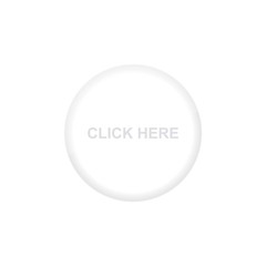 Click here white button. Neumorphism. Realistic button on white background. Neumorphic design