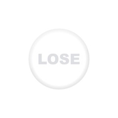 Lose button on white background. Neumorphism. Realistic button. Neumorphic design