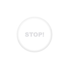Stop button on white background. Neumorphism. Realistic button. Neumorphic design