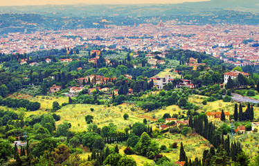 Fototapeta na wymiar Aerial view of Fiesole, Florence, Italy