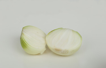 Ingredients for fried potatoes with chanterelles, onions and parsley