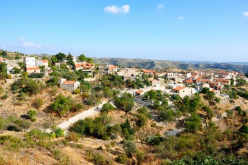 View over a Cypriot village in Troodos mountains, Cyprus
