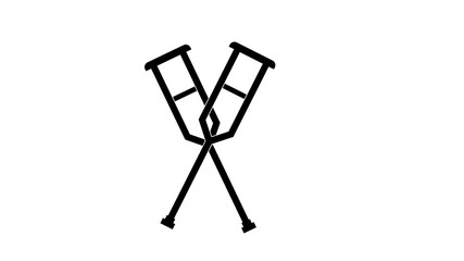 Crutches icon. illustration of pair wooden crutches and medical walking sticks