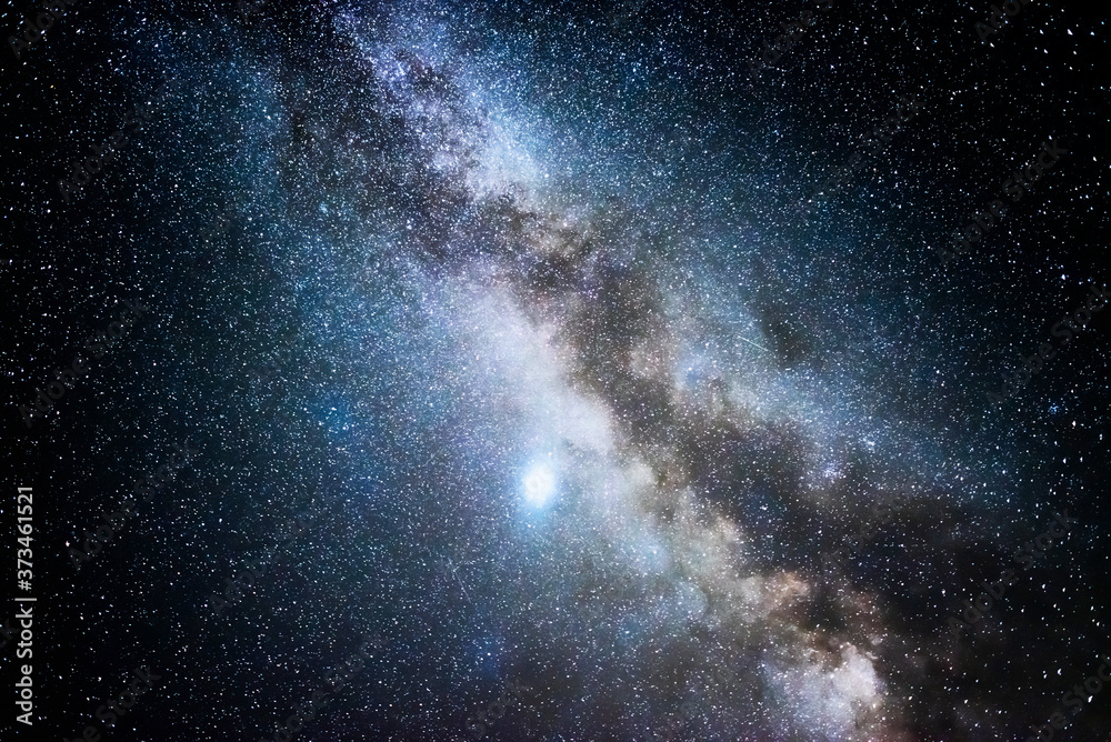 Wall mural milky way galaxy. this long exposure astronomical photograph taken in the middle of the night.