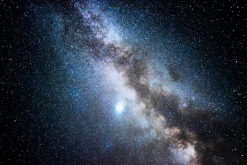 Milky Way galaxy. This long exposure astronomical photograph taken in the middle of the night.