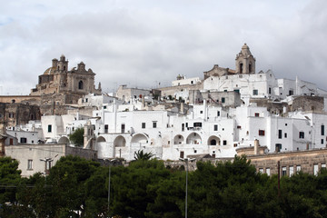 Ostuni, Italy - October 6, 2010: The famous old town of Ostuni also called the white city