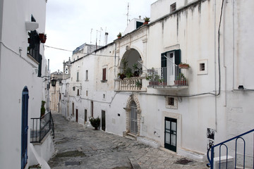 Ostuni, Italy - October 6, 2010: The famous old town of Ostuni also called the white city