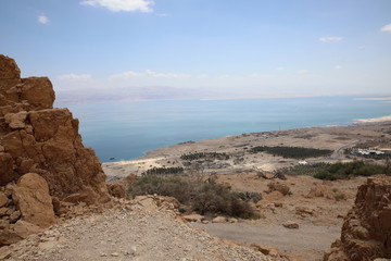 Fototapeta na wymiar The mountains of the Judean desert overlooking the Dead Sea.