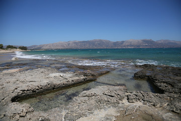 Ancient Greek city ruins of Pavlopetri in Pounta beach in Lakonia, Peloponnese, Greece. Pavlopetri is about 5,000 years old and the oldest submerged lost city in Mediterranean sea