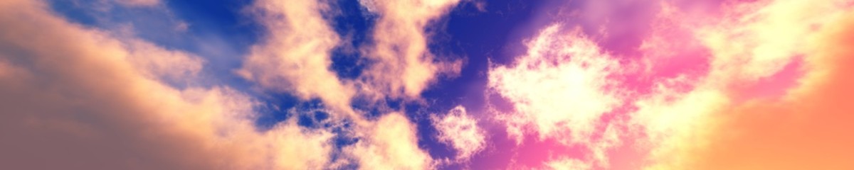 Panorama of the sky with clouds, beautiful clouds against the blue sky, 3D rendering