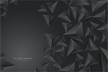  Abstract background with 3d triangles dark gray modern design.