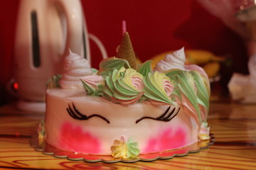 Girl's birthday cake with a unicorn