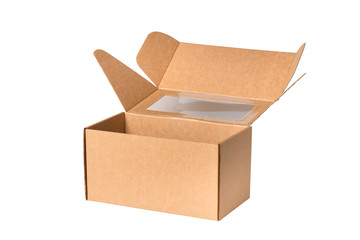 Brown cardboard carton box, isolated