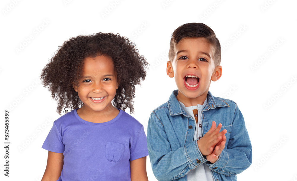 Wall mural happy children laughing