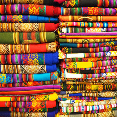 Typical Peruvian colorful fabrics