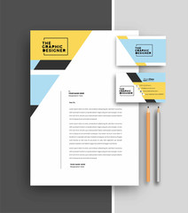 Business letterhead with business card templates design, Vector illustration.