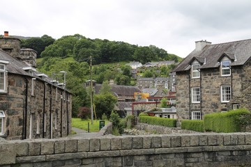 Traditional houses and cottages in Dolgellau, a Welsh village.