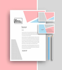 Business letterhead with business card templates design, Vector illustration.