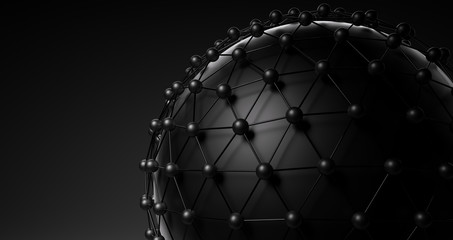 Fototapeta na wymiar Abstract futuristic technology background with black sphere array structure