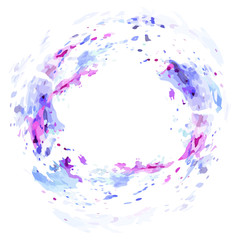 A watercolor circle frame template with copy space. Abstract round artistic background. A vector illustration.