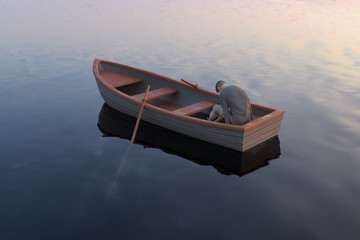 lost man in boat