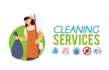 woman with bag for cleaning service