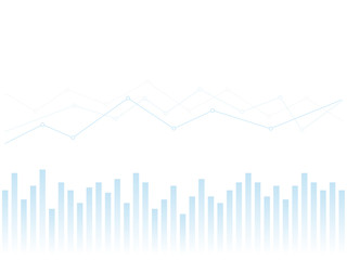 Abstract financial chart with blue  uptrend numbers and gradient line graph vector illustration on white background.