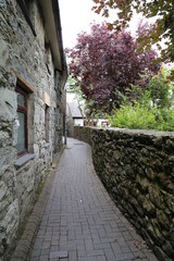 Fototapeta na wymiar A back lane or footpath leading to the town centre of Dolgellau, Gwynedd, Wales, UK