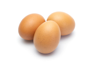 Three chicken egg isolated on white background. selective focus, soft focus.