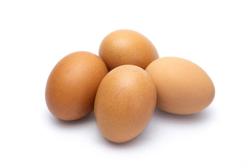 Four chicken egg isolated on white background. selective focus, soft focus.