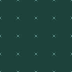 Winter snowflakes on a green background. Seamless pattern.Vector image. For New Year's decor