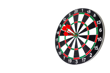 Target hit in the center by arrows. Success goals Targeting the business concept. Target and goal as concept. isolated on white background with clipping path.
