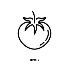 Tomato thin line icon. Vegetarian organic healthy food. Vector illustration.