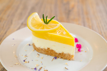 lemon cheese cake on plate