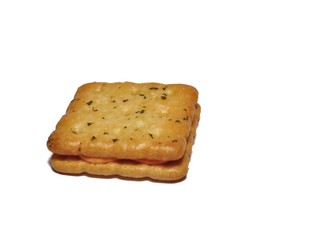 Sandwich crackers with cheese cream isolated on white background