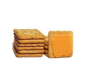 Sandwich crackers with cheese cream isolated on white background