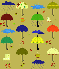 Seamless pattern with umbrellas. Cute autumn pattern. Textile. Wrapping