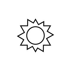 Sun icon. sunny clear day symbol in simple flat design. weather forecast sign.