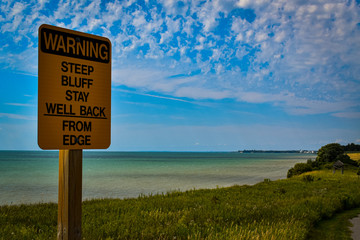 warning sign on the beach